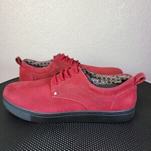 Tayno Red Suede Oxford Shoes Mens Size 8 Casual Lace Up Low Top Work Stylish